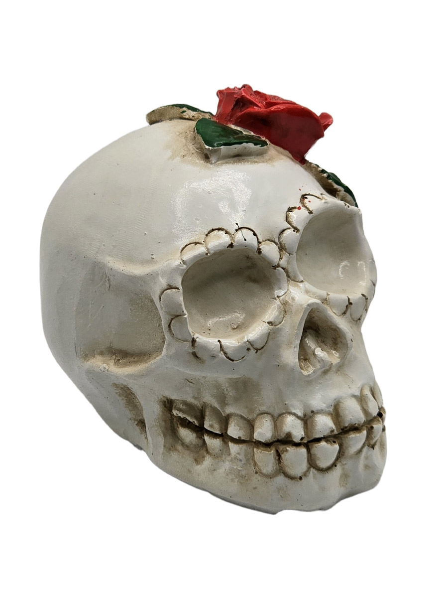 Светильник-ночник Череп Красная роза - фото 1 - rockbunker.ru