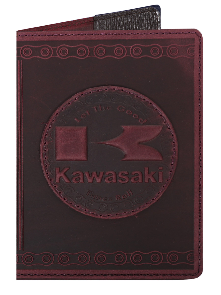 Обложка на паспорт Kawasaki малиновая - фото 1 - rockbunker.ru