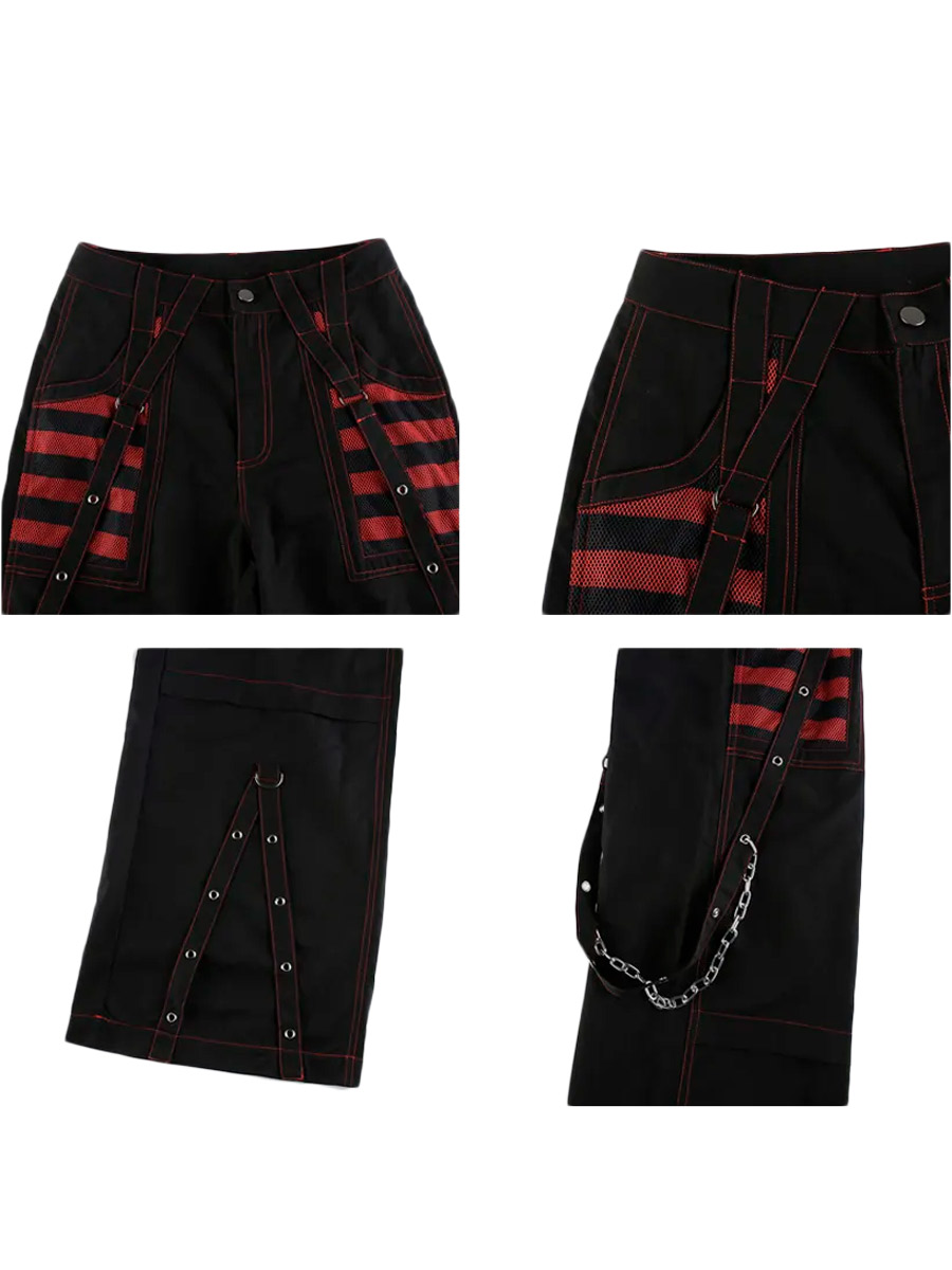 Штаны летние с цепями черно-красные - фото 5 - rockbunker.ru