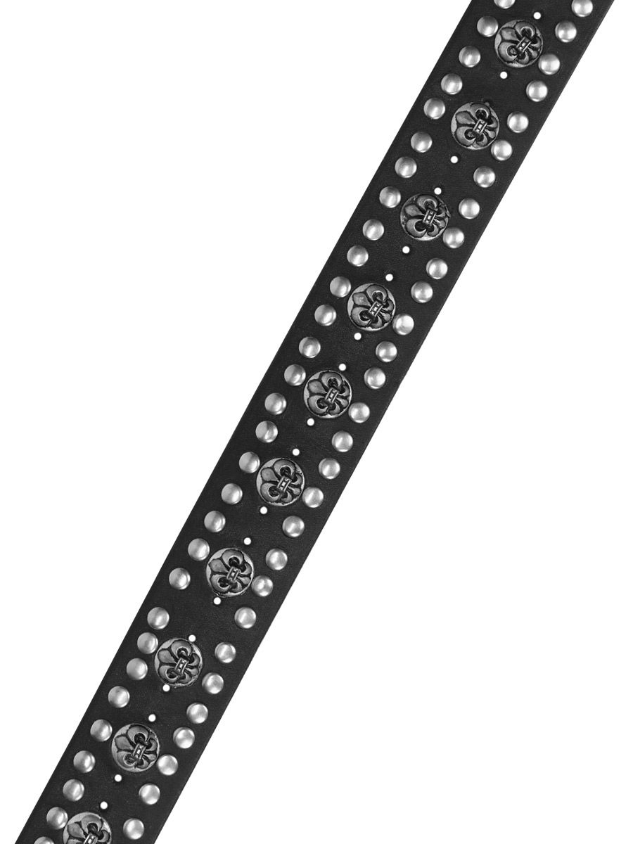 Ремень кожаный проклепанный Лилии два ряда заклепок - фото 2 - rockbunker.ru