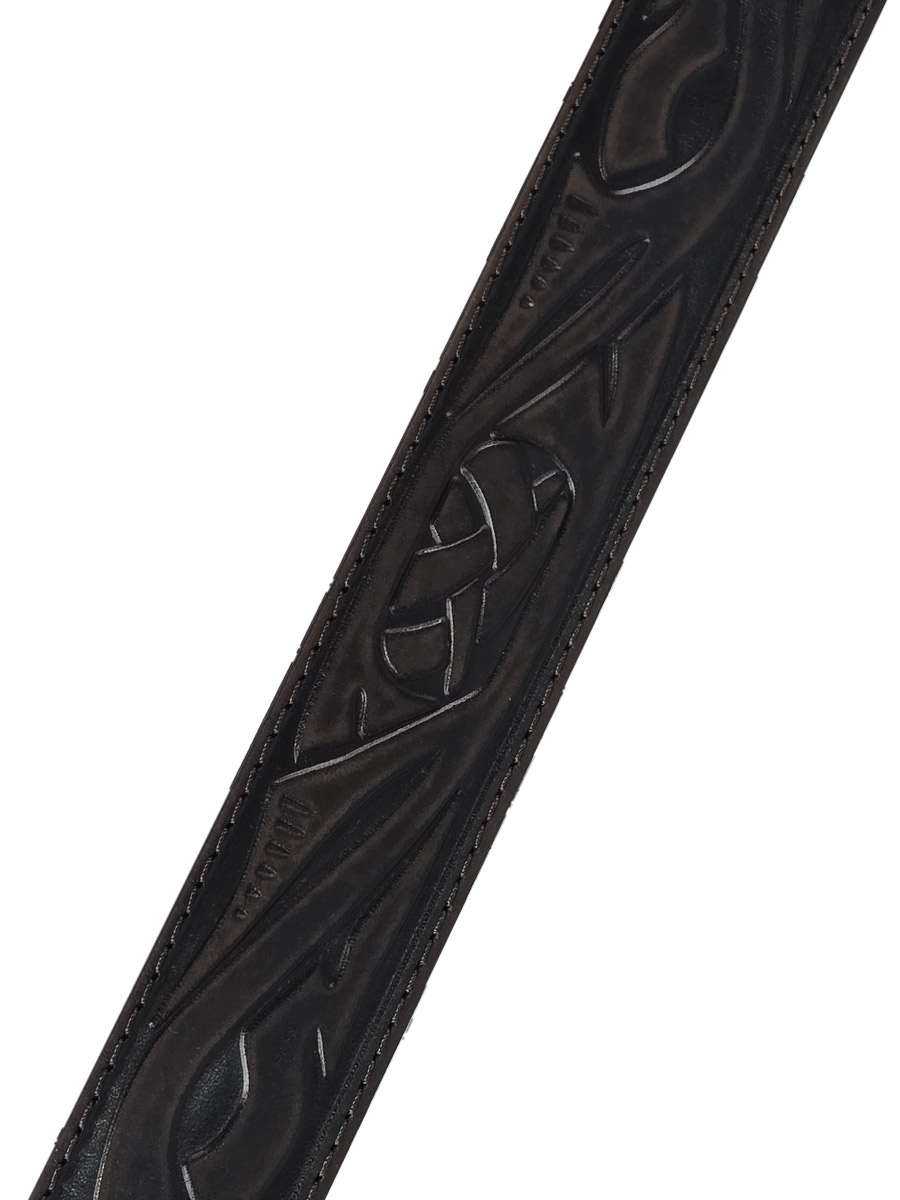 Ремень кожанный с тиснением  - фото 2 - rockbunker.ru