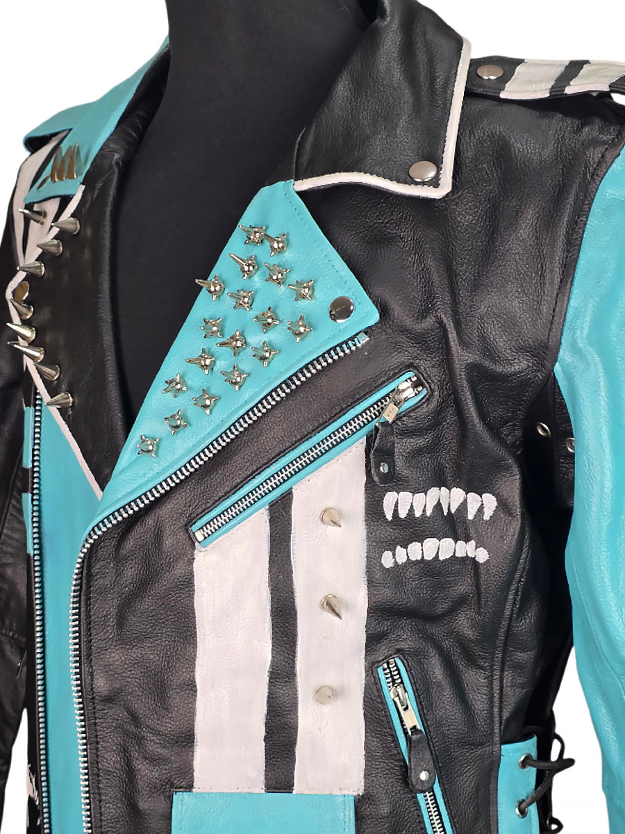 Косуха кастомная кожаная Blue - фото 4 - rockbunker.ru