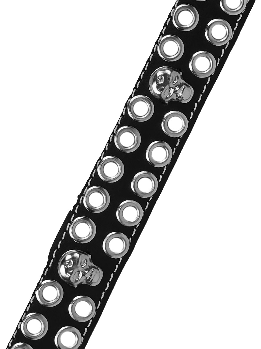 Ремень кожаный Rebel State Черепа Два Ряда Люверсов - фото 2 - rockbunker.ru