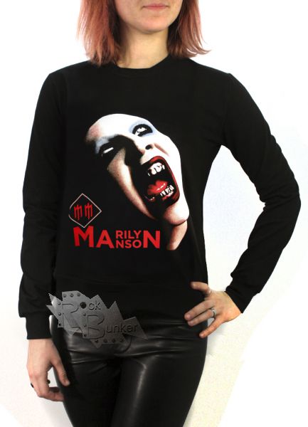 Свитшот RockMerch Marilyn Manson черный - фото 1 - rockbunker.ru