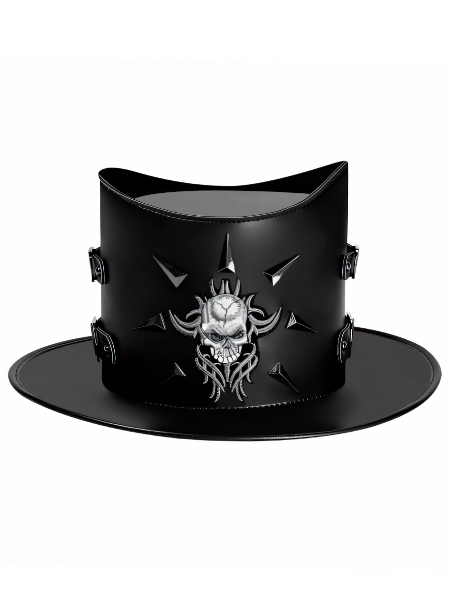 Стимпанк Шляпа Череп с Пряяжками - фото 1 - rockbunker.ru