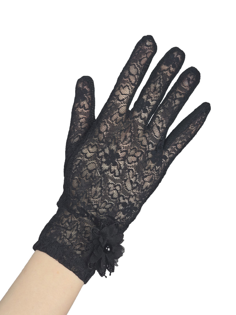 Перчатки женские кружевные черные - фото 2 - rockbunker.ru