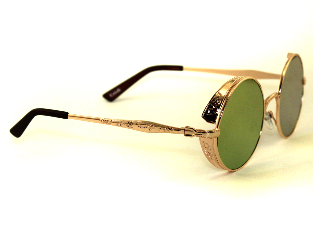 Очки солнцезащитные круглые Crisli зеркальные с шорами - фото 4 - rockbunker.ru