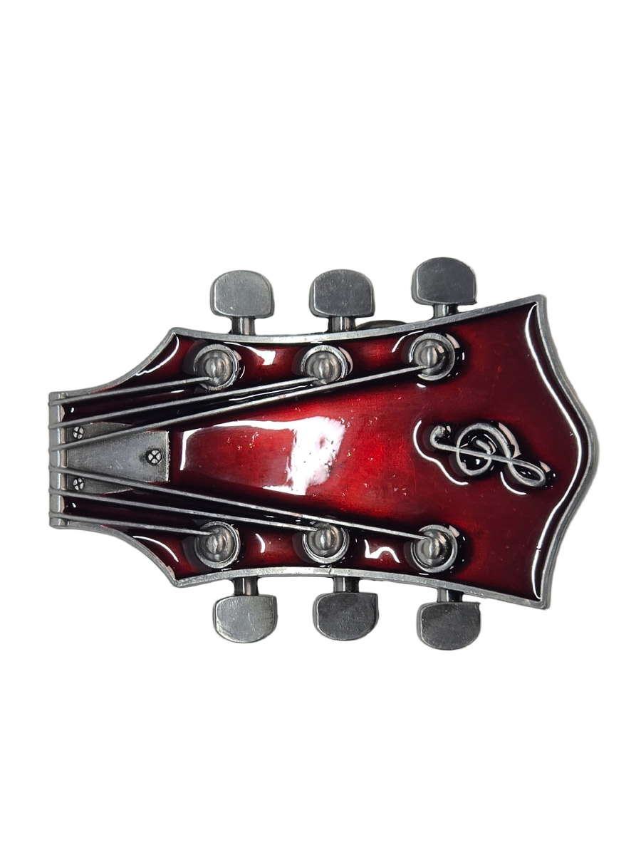 Пряжка Голова Гитарного Грифа красный - фото 1 - rockbunker.ru