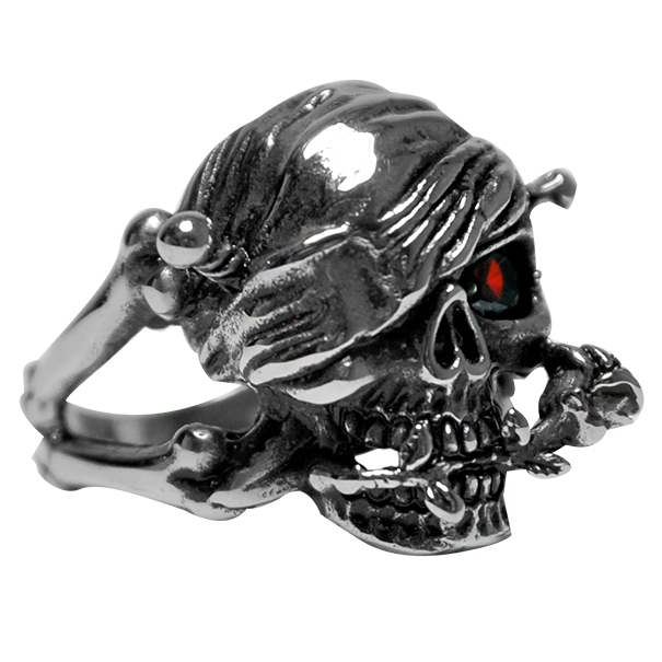 Кольцо череп в бандане - фото 1 - rockbunker.ru