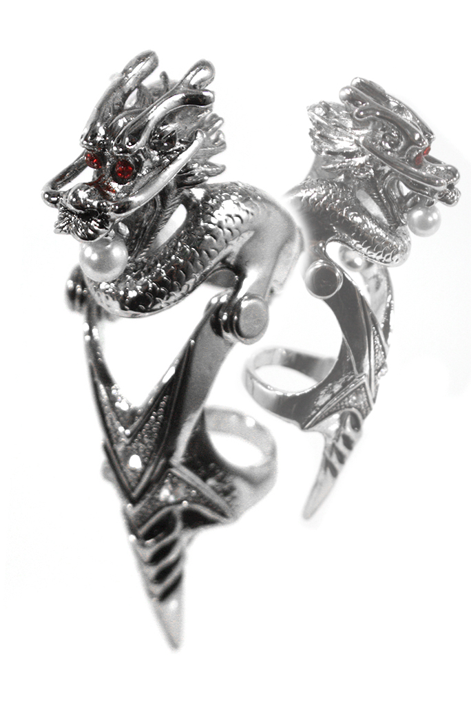 Кольцо-коготь Китайский дракон с жемчужиной - фото 1 - rockbunker.ru