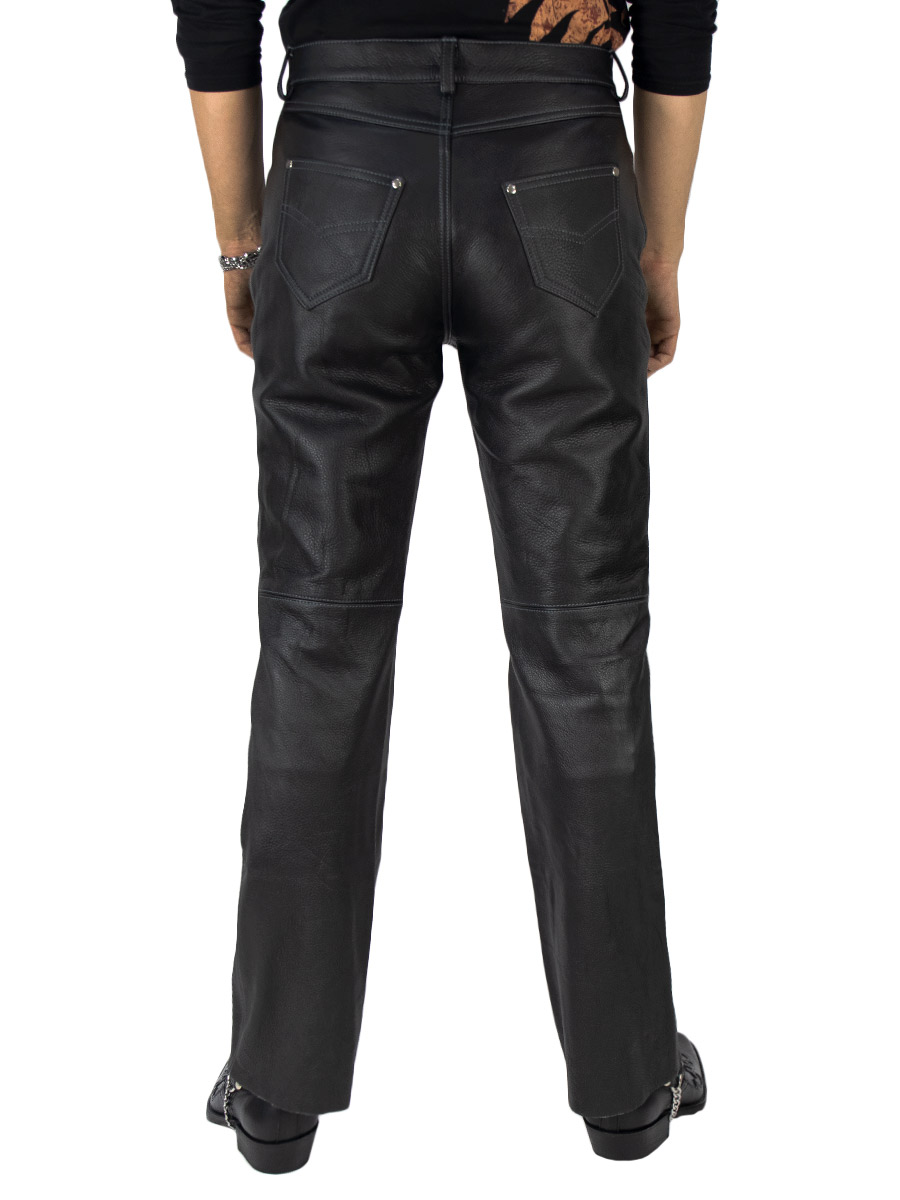 Штаны кожаные мужские Jeans CL - фото 4 - rockbunker.ru