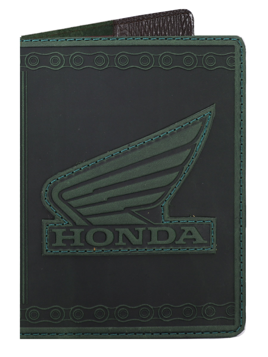 Обложка на паспорт Honda зеленая - фото 1 - rockbunker.ru