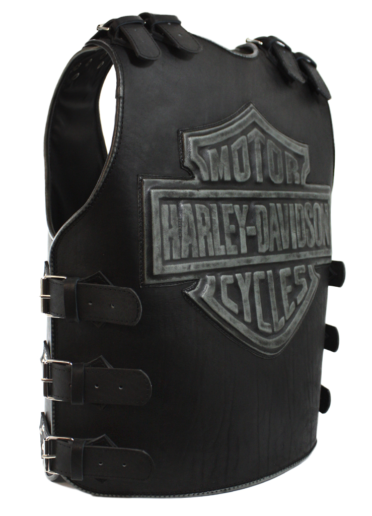 Жилет кожаный броня Harley-Davidson с ремнями - фото 4 - rockbunker.ru