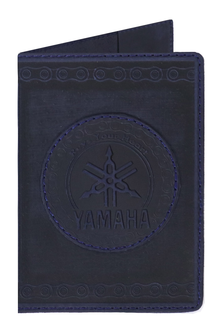Обложка на паспорт Yamaha Кожаная Синяя - фото 1 - rockbunker.ru