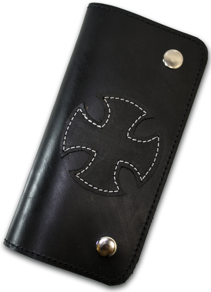 Кошелек-портмоне кожаный с Мальтийским крестом - фото 1 - rockbunker.ru