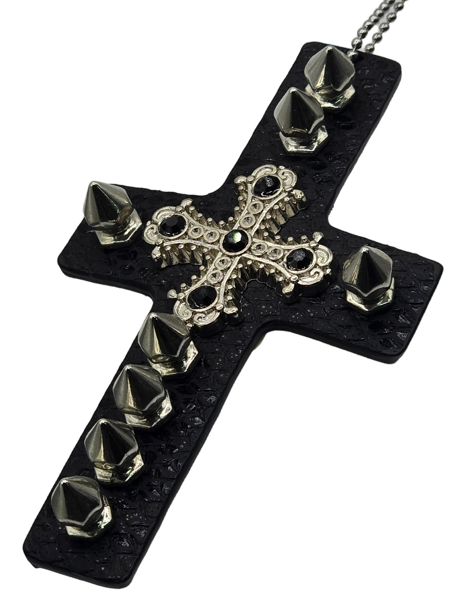 Подвеска Кресты стразы с Шипами черный - фото 1 - rockbunker.ru