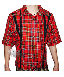 Рубашка Hacker 016 с короткими рукавами красная - фото 2 - rockbunker.ru