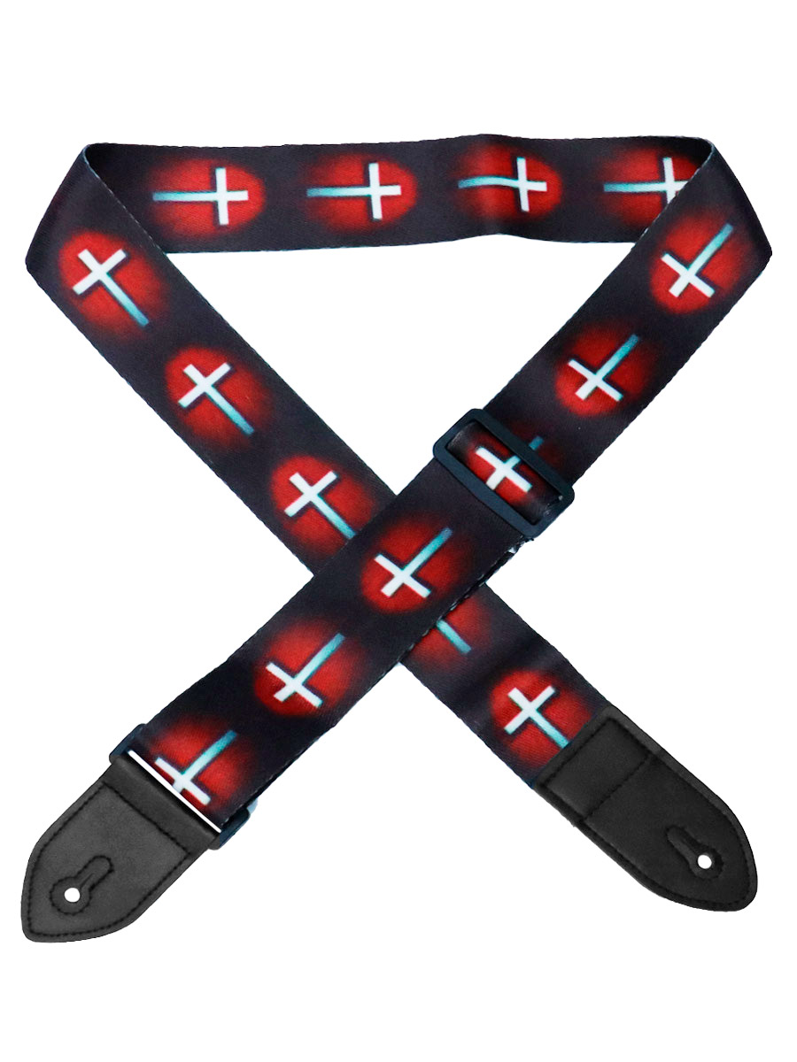 Ремень для гитары шелковый Белый Крест - фото 1 - rockbunker.ru
