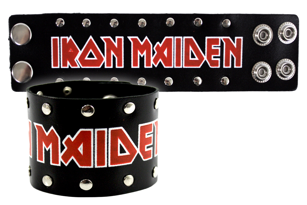 Браслет кожаный Iron Maiden - фото 1 - rockbunker.ru