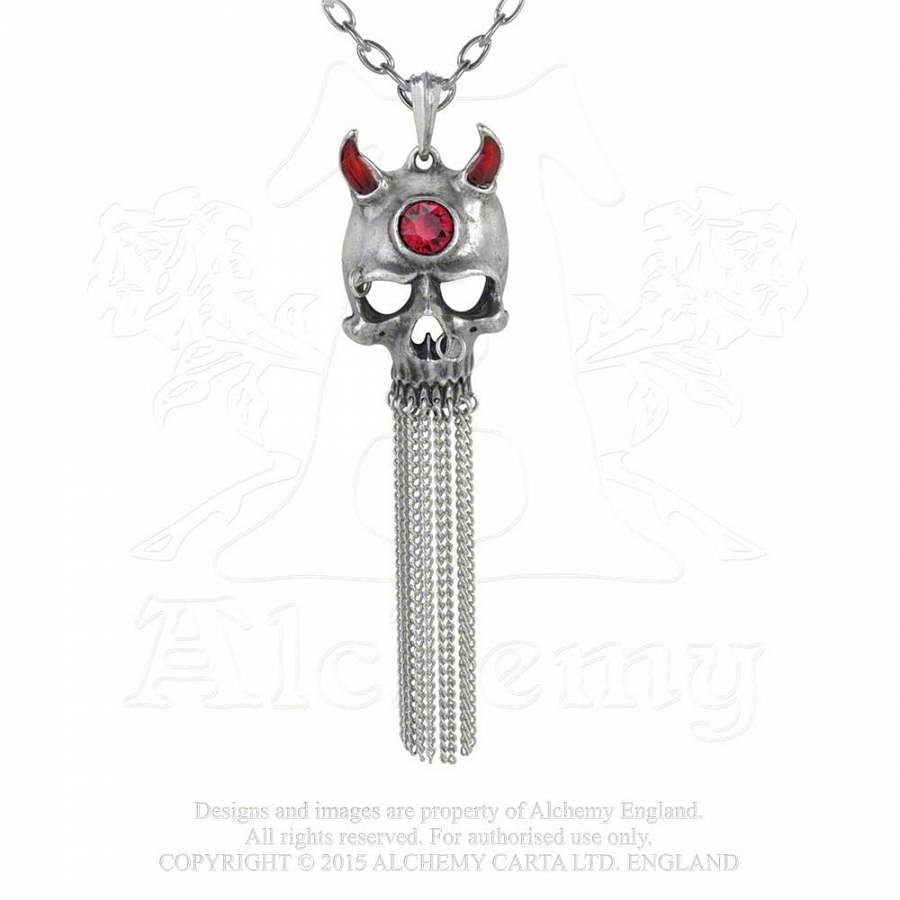 Кулон Alchemy Gothic P699  Asmodeus Crystal Horn Skull - фото 1 - rockbunker.ru