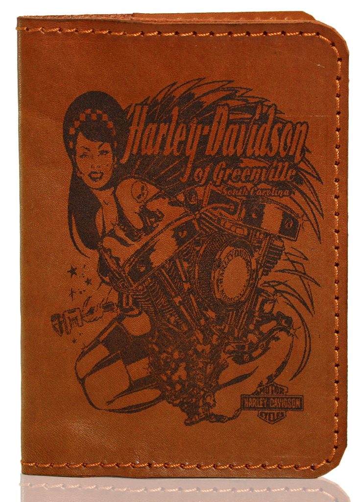 Обложка на паспорт Hardley-Davidson кожаная - фото 1 - rockbunker.ru