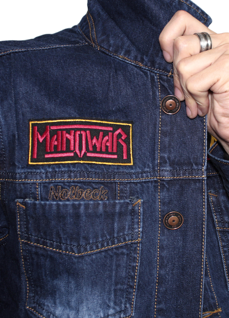 Куртка джинсовая с нашивками Manowar Accept Marilyn Manson - фото 3 - rockbunker.ru