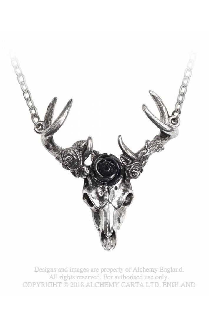 Кулон Alchemy Gothic P807 White Hart Black Rose - фото 1 - rockbunker.ru