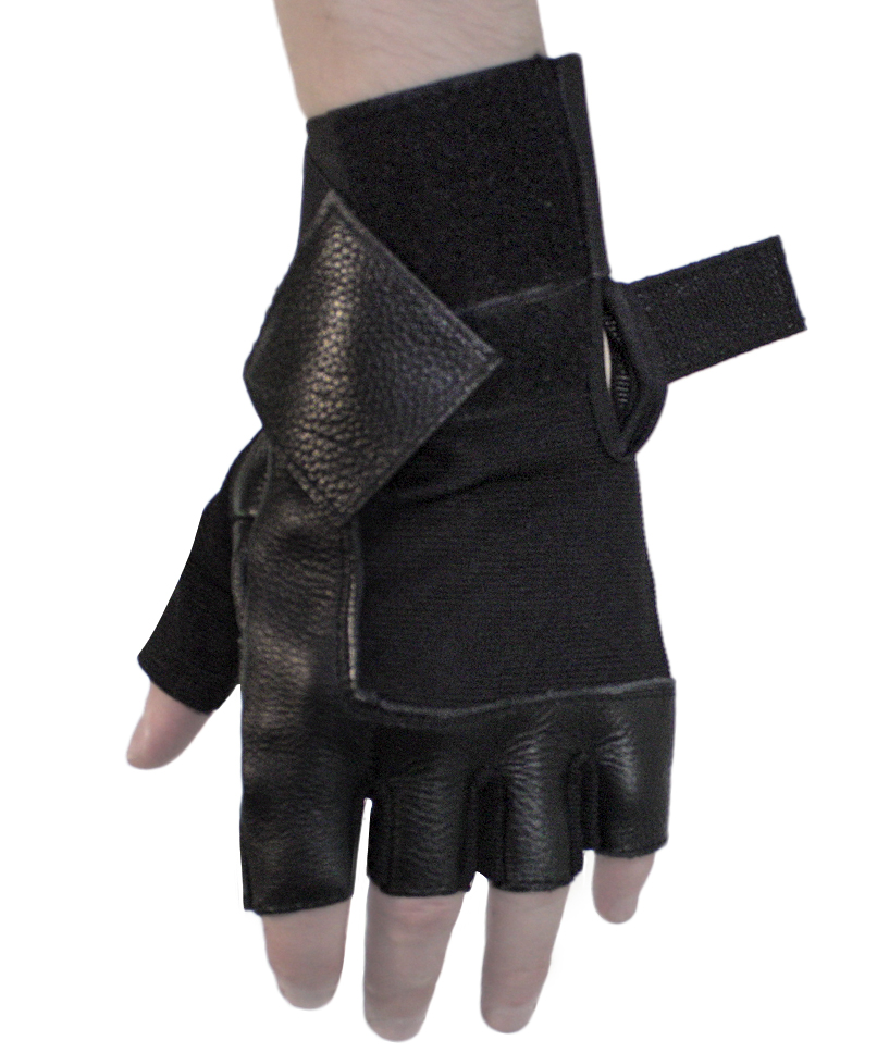 Перчатки текстильные с кожаными вставками без пальцев - фото 4 - rockbunker.ru