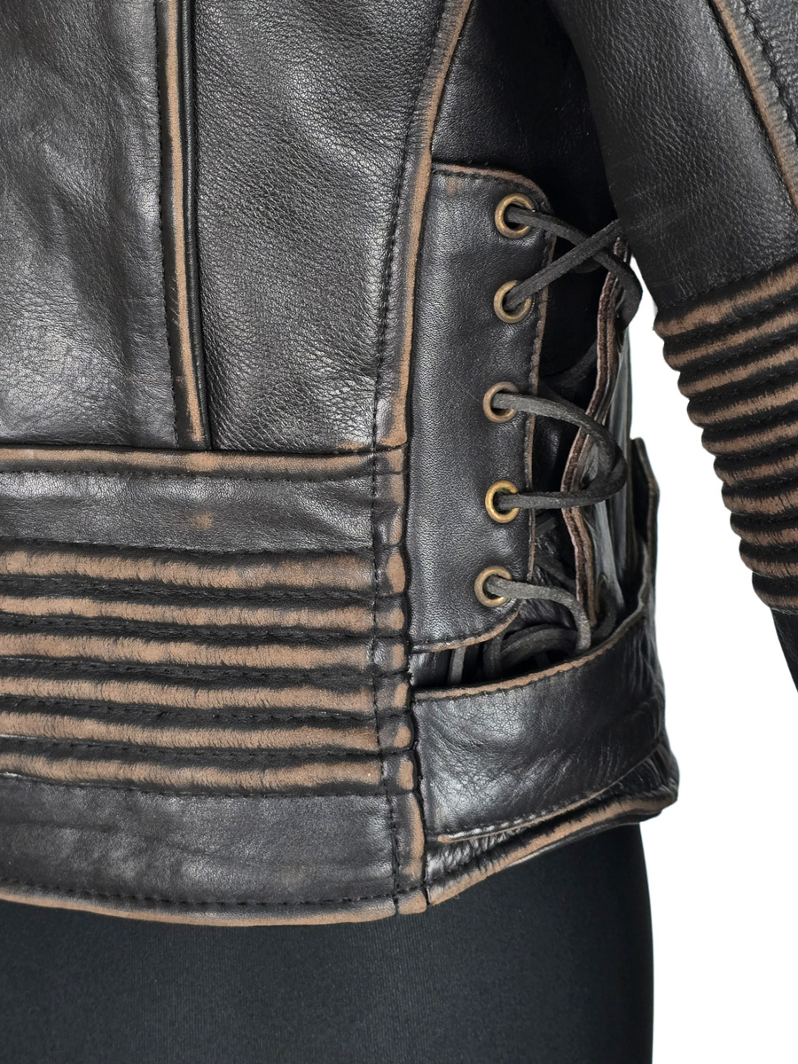 Косуха женская кожаная RockMerch KRM044ИBR - фото 4 - rockbunker.ru