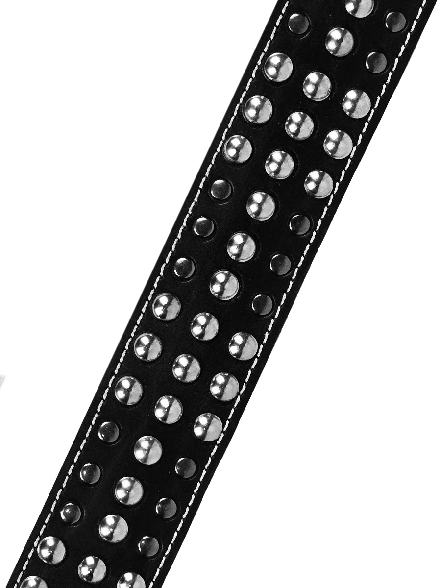 Ремнь кожаный  Rebel State Заклепки, Белая Строчка - фото 2 - rockbunker.ru