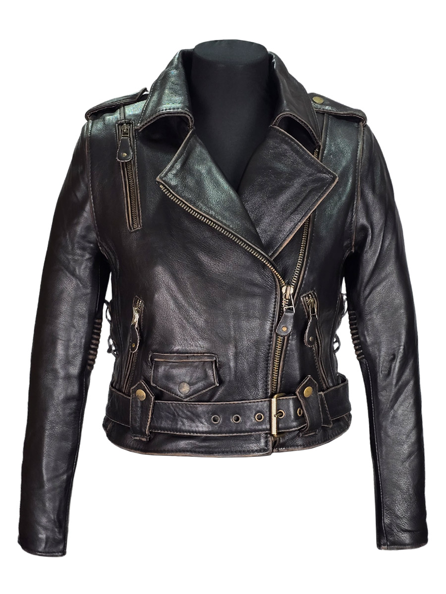 Косуха женская кожаная RockMerch KRM044ИBR - фото 1 - rockbunker.ru