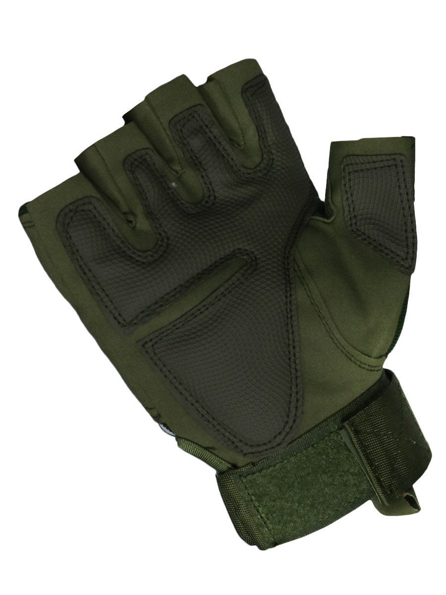 Мотоперчатки с защитой без пальцев зеленые - фото 2 - rockbunker.ru