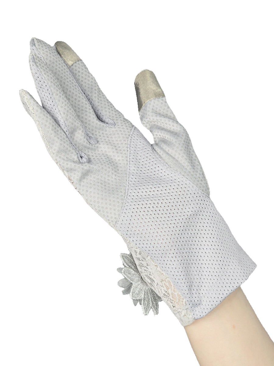 Перчатки женские кружевные серые - фото 1 - rockbunker.ru
