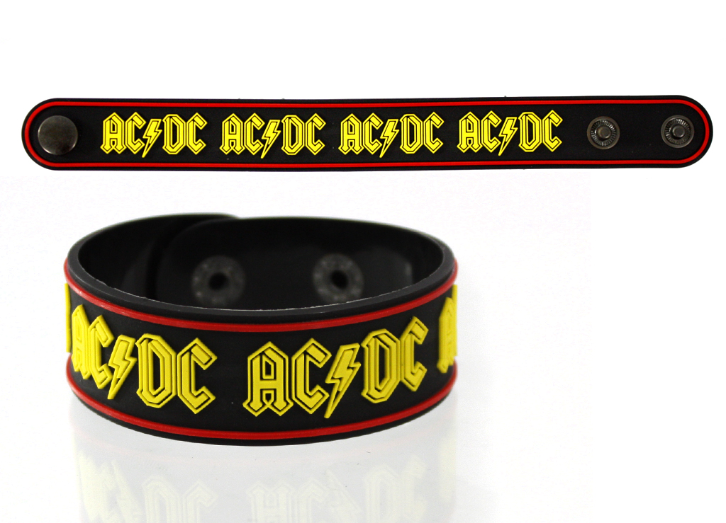 Браслет AC DC резиновый - фото 1 - rockbunker.ru