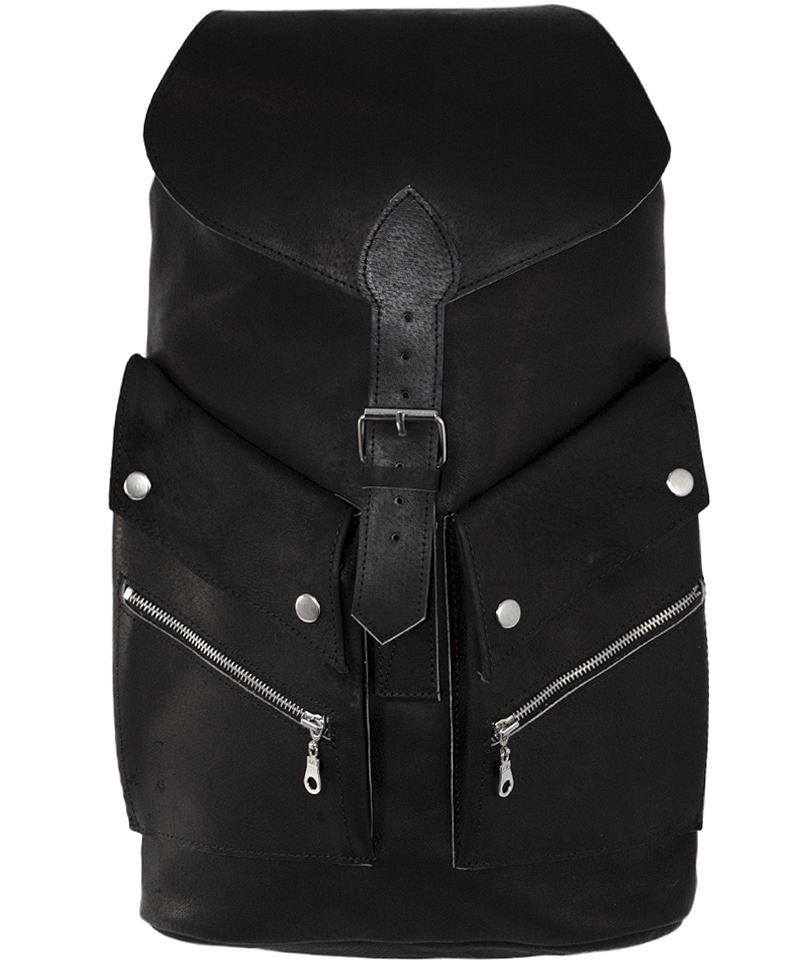 Рюкзак кожаный с двумя боковыми карманами - фото 1 - rockbunker.ru