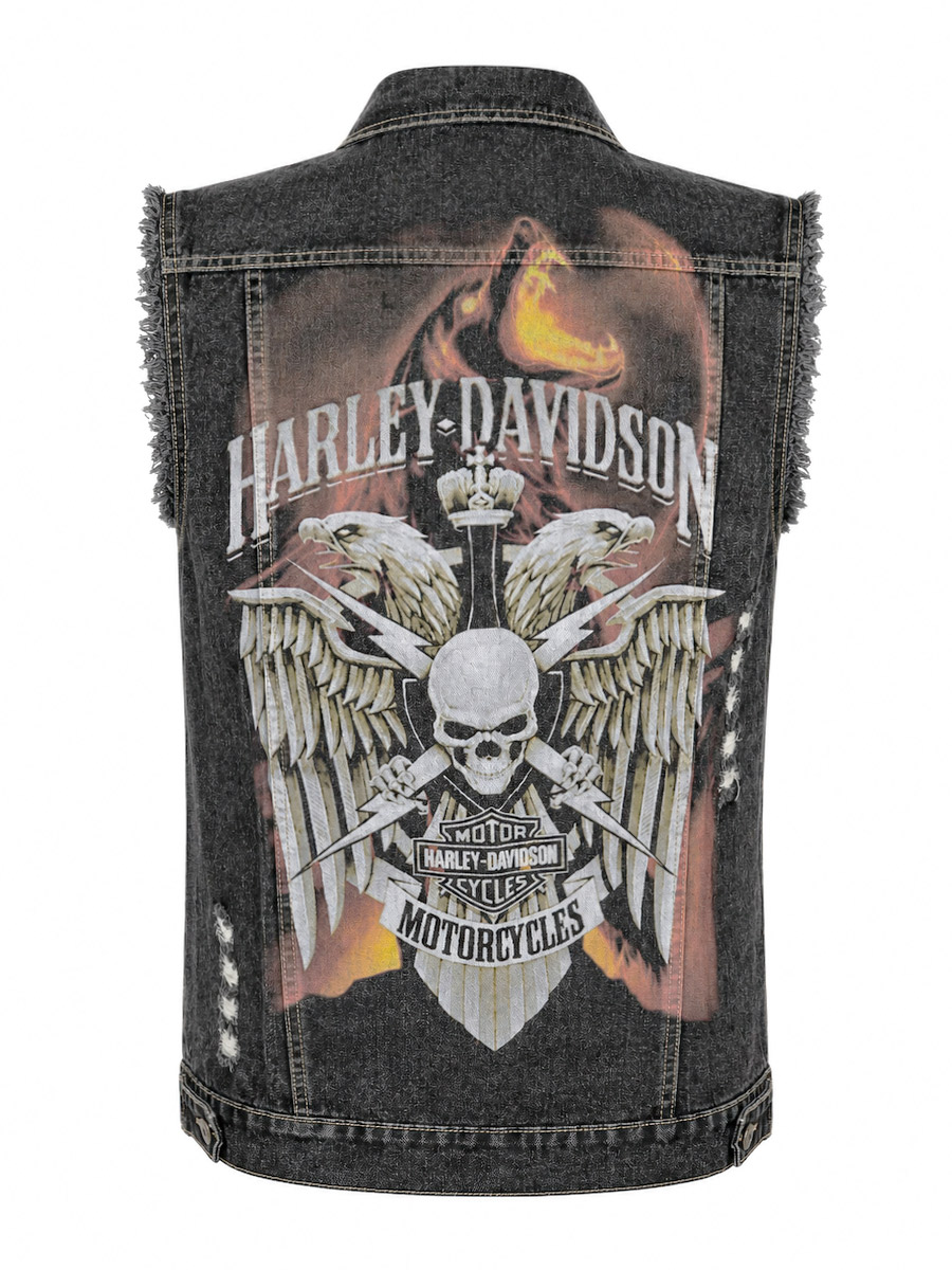 Жилет Джинсовый Harley-Davidson - фото 1 - rockbunker.ru
