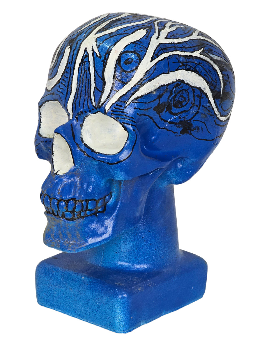 Череп Декоративный Синий Sky - фото 2 - rockbunker.ru