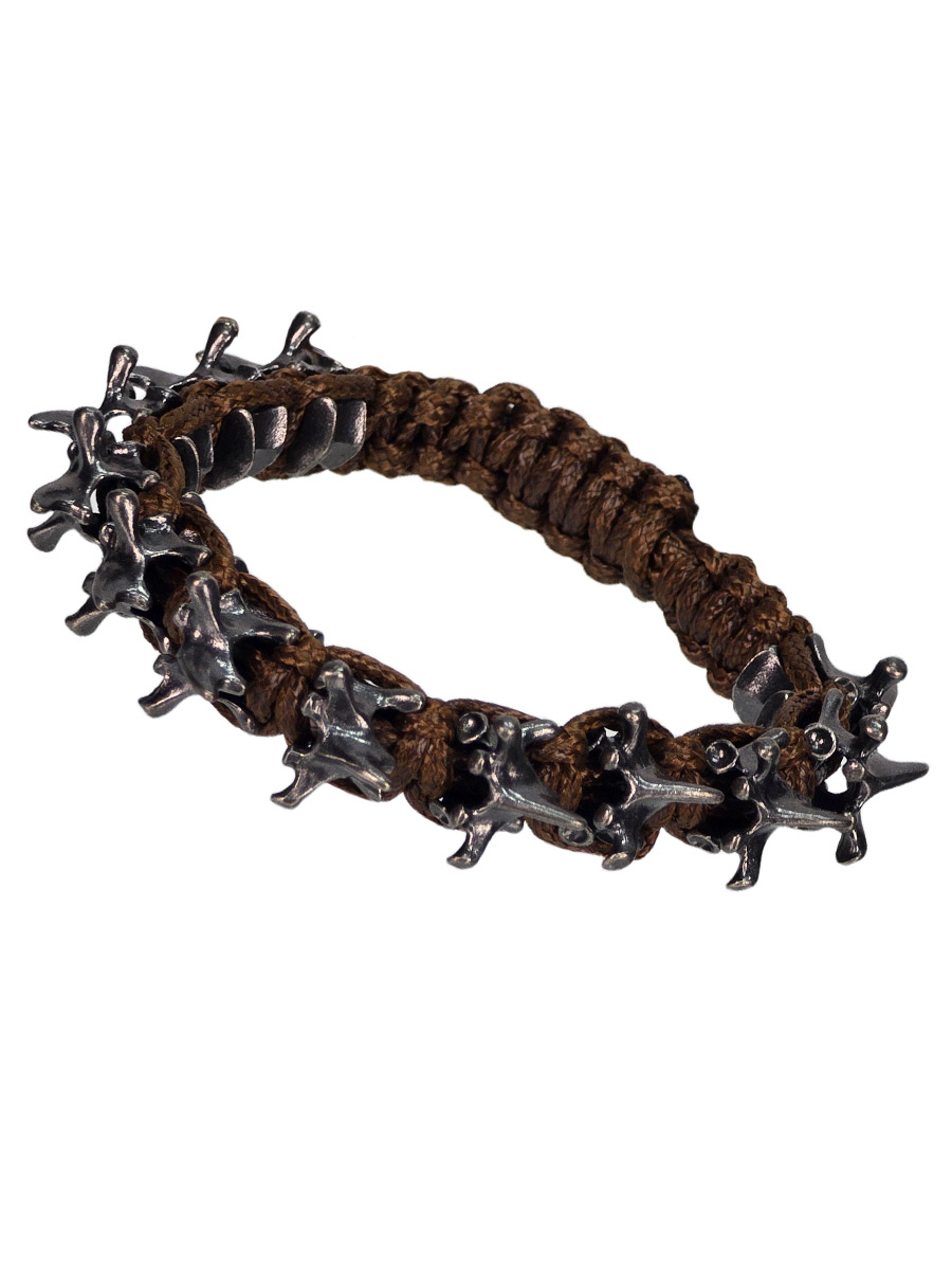 Браслет плетеный коричневый Позвонки - фото 1 - rockbunker.ru