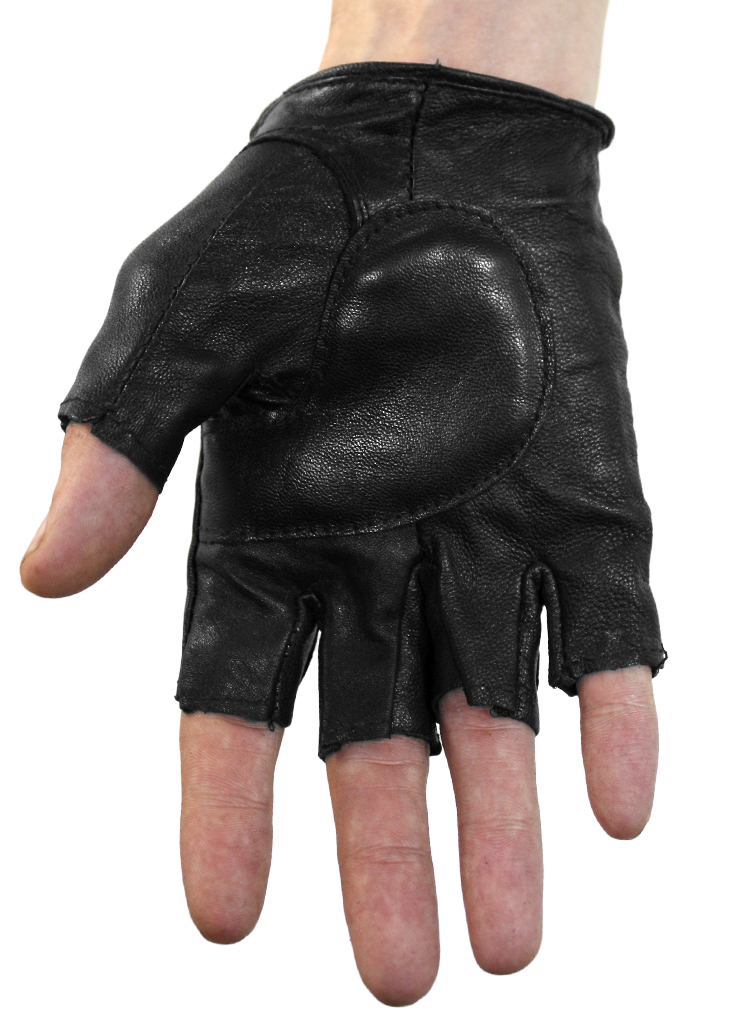 Перчатки кожаные без пальцев Проклепанные - фото 4 - rockbunker.ru