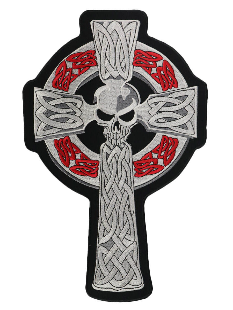 Термонашивка на спину Кельтский крест с черепом - фото 1 - rockbunker.ru