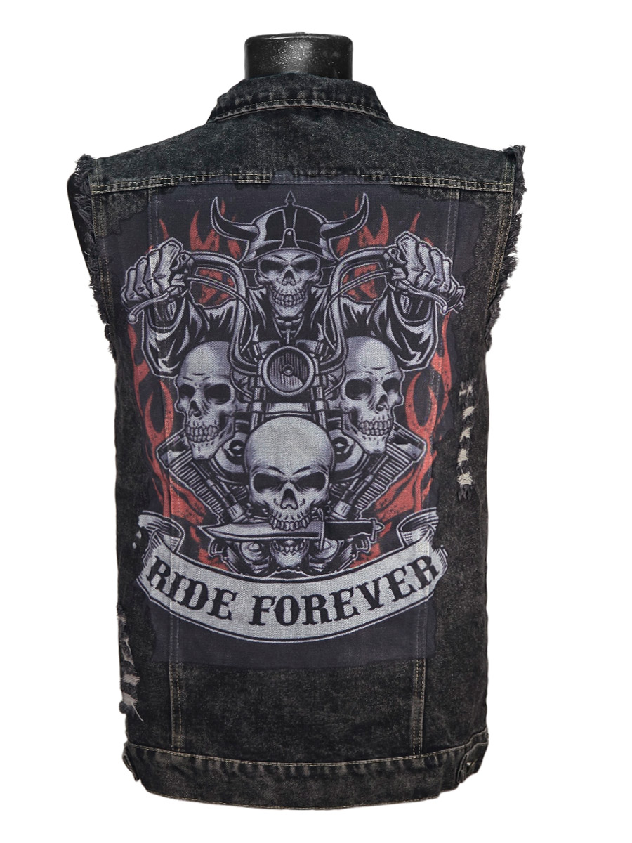 Жилет Джинсовый Серый Ride Forever - фото 1 - rockbunker.ru