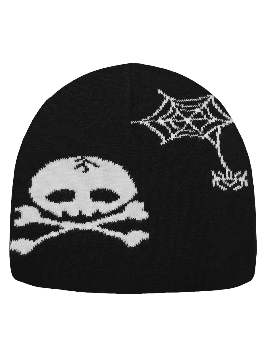 Шапка Череп Паутина Черный - фото 1 - rockbunker.ru