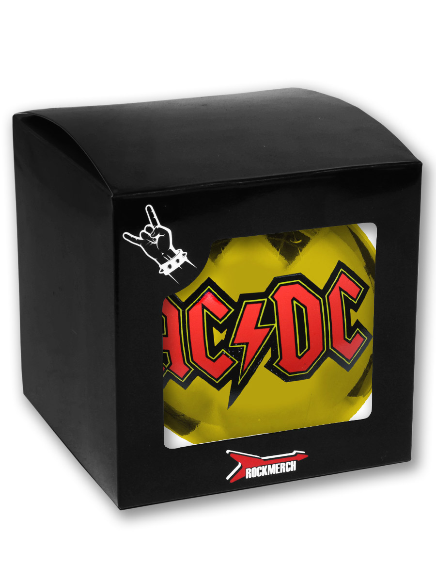 Елочный шар RockMerch AC DC желтый - фото 3 - rockbunker.ru