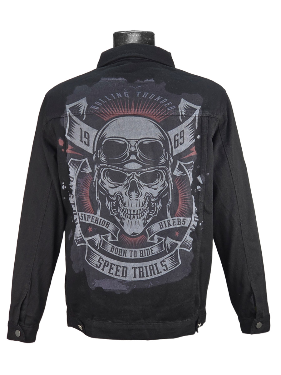 Куртка джинсовая черная Rolling Thunder - фото 1 - rockbunker.ru