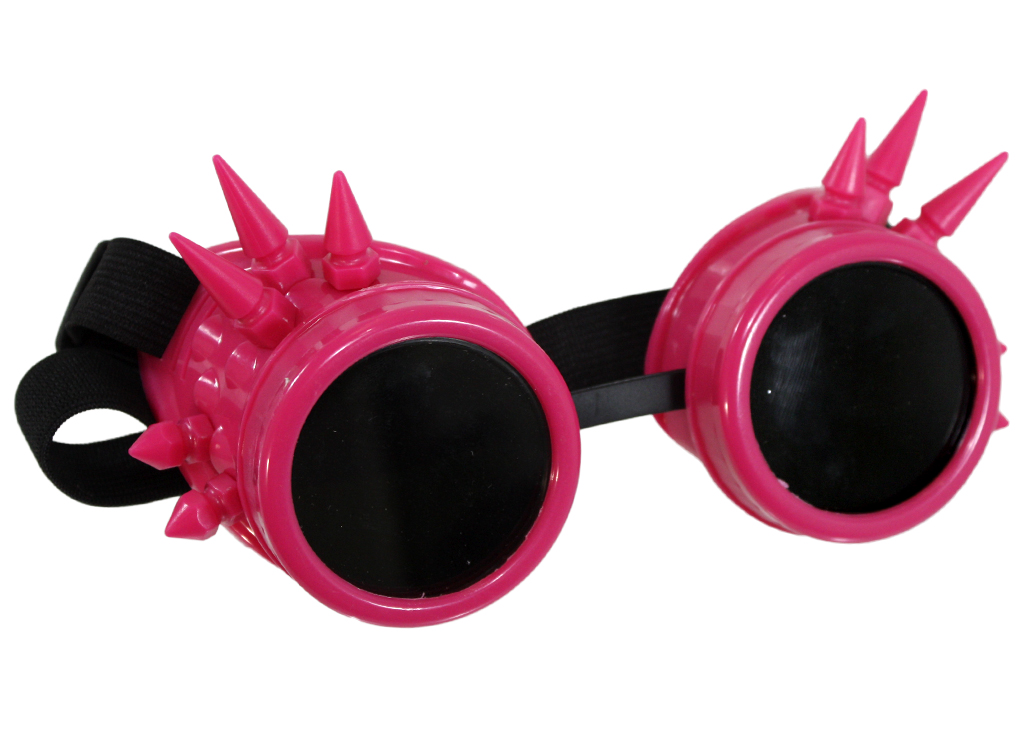 Кибер-очки гогглы с шипами розовые - фото 1 - rockbunker.ru