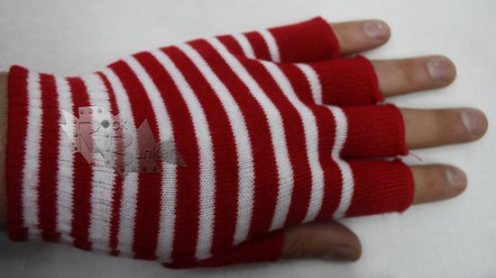 Перчатки без пальцев в розово-белую полоску - фото 7 - rockbunker.ru