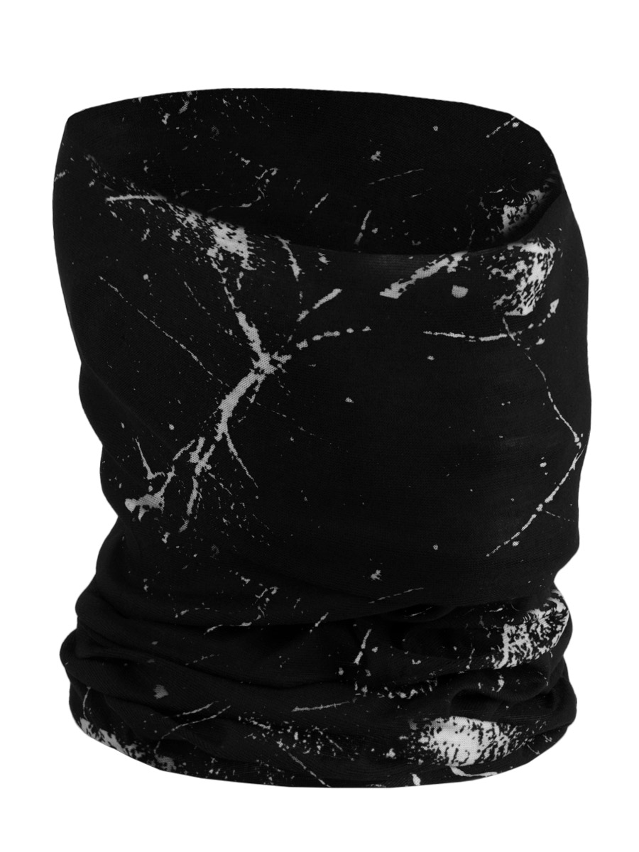 Бандана универсальная черная с белыми полосками - фото 1 - rockbunker.ru