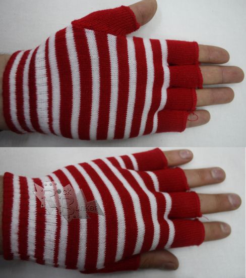 Перчатки без пальцев в розово-белую полоску - фото 5 - rockbunker.ru