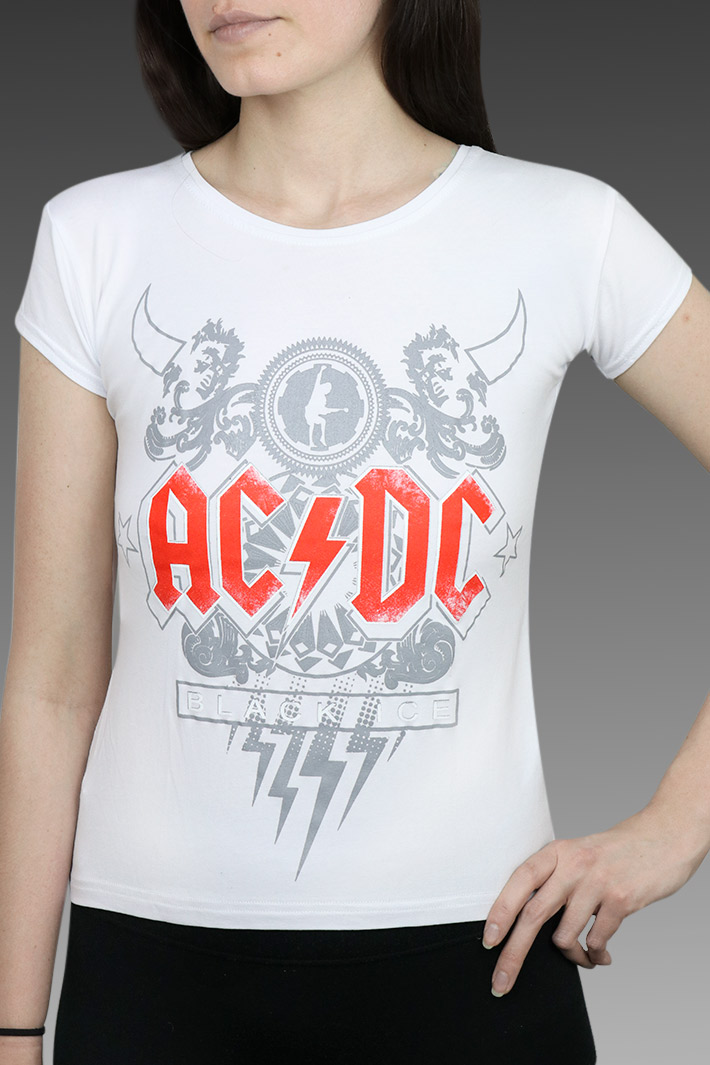 Футболка Rock Merch женская AC DC - фото 1 - rockbunker.ru