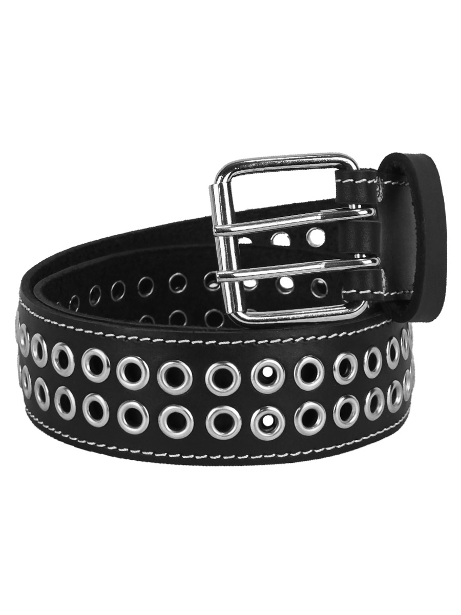 Ремень кожаный  два ряда люверсы - фото 1 - rockbunker.ru